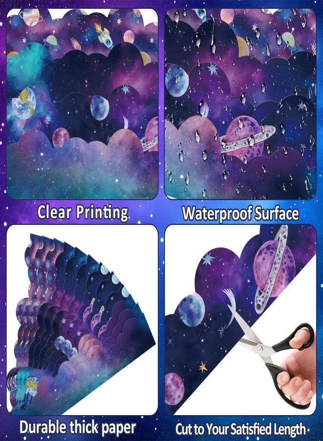 VABAMNA Space Bulletin Board Borders, Space Theme Classroom Decorations, 84ft Galaxy Classroom Decor Rocket Starry Sky Scalloped Borders for Teacher Back to School Classroom Door Wall Decor, 4 Patterns - Image 4
